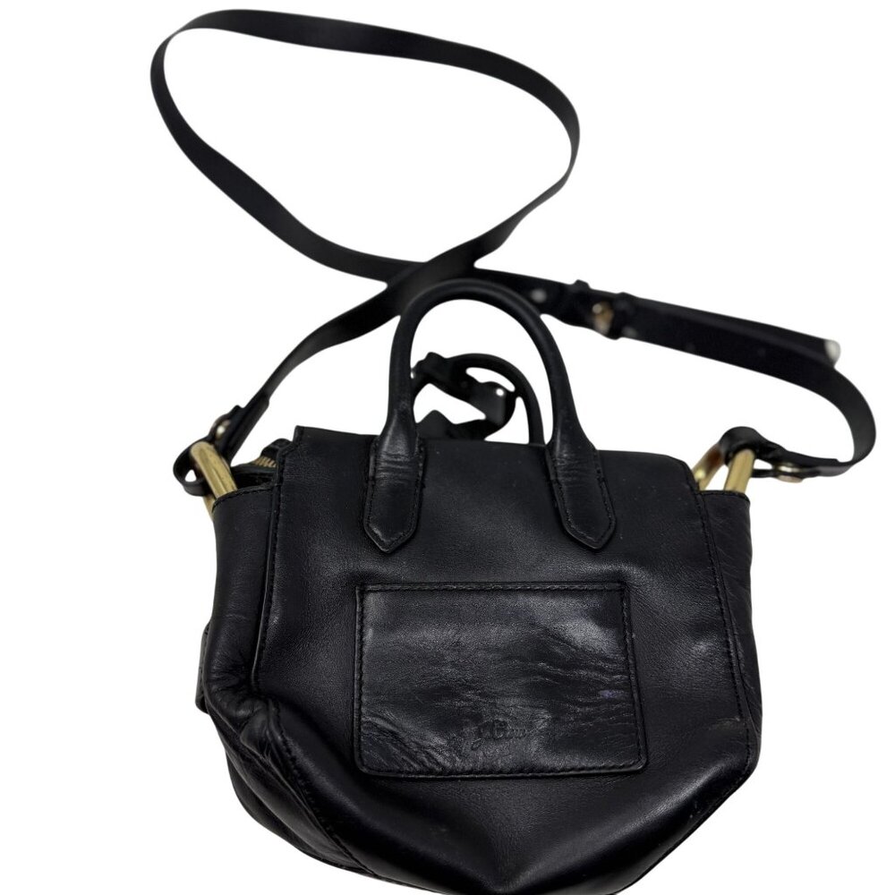 J.Crew Mini Harper Black Leather Crossbody Satchel Bag Top Handles